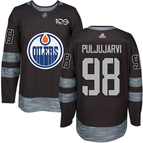 Herren Edmonton Oilers Eishockey Trikot Jesse Puljujarvi #98 Authentic Schwarz 1917-2017 100th Anniversary